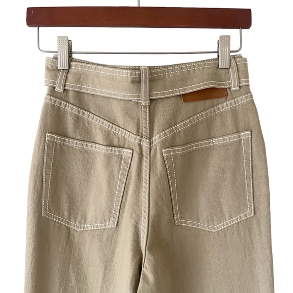 Zimmermann Belted High-Rise Straight-Leg Jeans in Sage Green - Picture 8 of 10